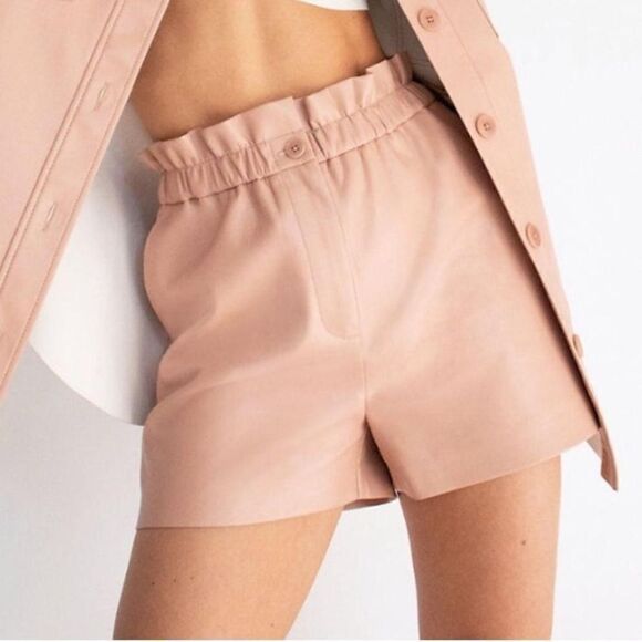 WILFRED Speechless Short High Waisted Vegan Leather Pink Size 8 - Picture 2 of 7